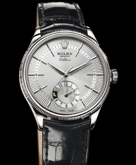 Rolex Cellini Watch Replica Cellini Dual Time 50529 White Gold - Silver ...